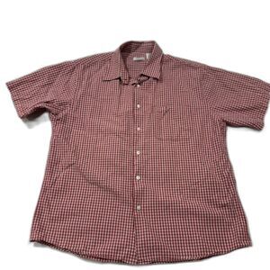 Van Heusen Size Large Red Gingham Print Short Sleeve Button Up Shirt